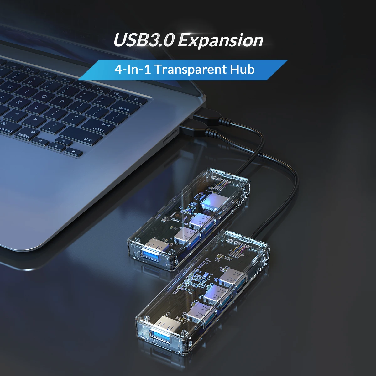 ORICO прозрачный usb-хаб мульти высокоскоростной USB3.0 2,0 сплиттер 4 порта OTG адаптер для чтения карт для настольных ПК Аксессуары для ноутбуков