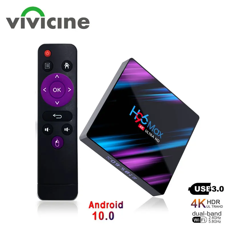 Приставка Смарт-ТВ H96 MAX Android 10 0 4 + 64 ГБ ядра 4K USB | Электроника