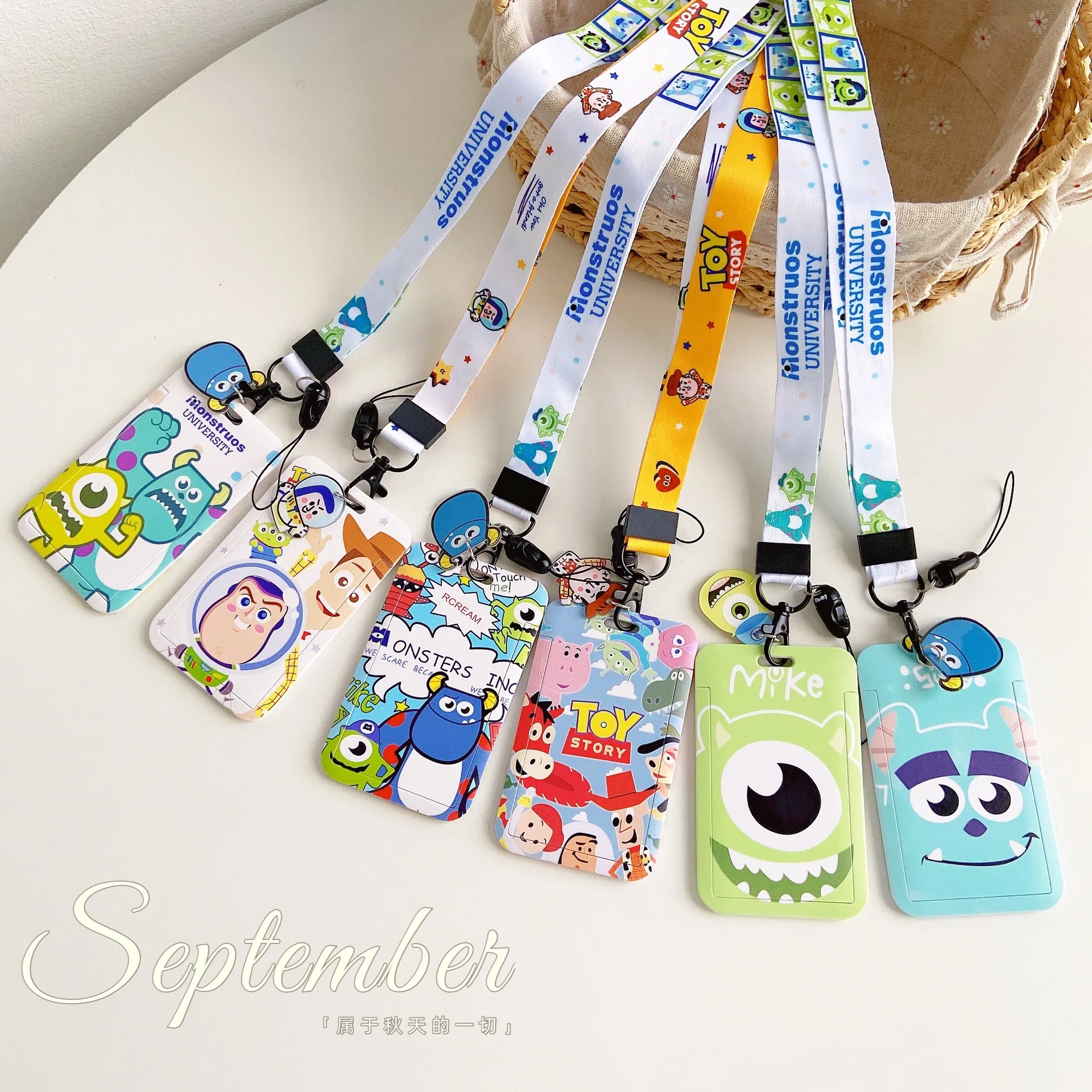 

Disney Monsters University Keychain Student Meal Card Protective Cover Bus Card Case Key Chain Toy Story Buzz Lightyear Keyring