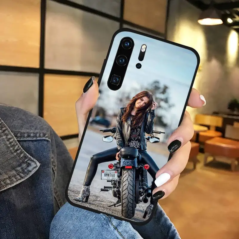 

Motorcycle girl Phone Case Funda For Huawei P9 P10 P20 P30 Lite 2016 2017 2019 plus pro P smart