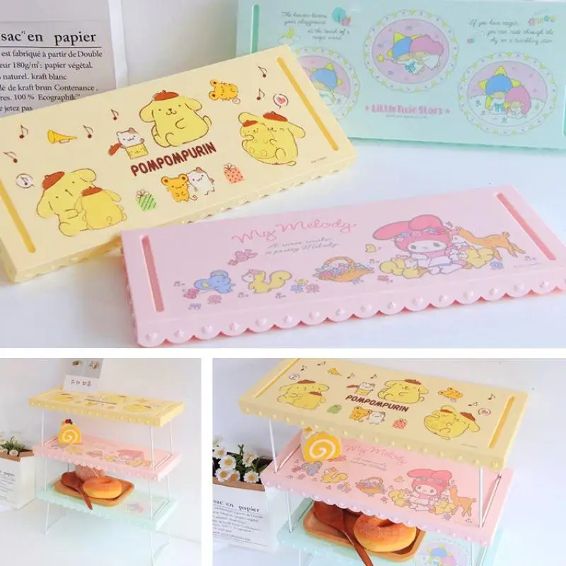 

Kawaii Sanrio Складная Настольная полка, косметика, шкатулка для ювелирных изделий, пластиковая шкатулка Mymelody Kuromi Hellokittys, аниме мультфильм, подаро...