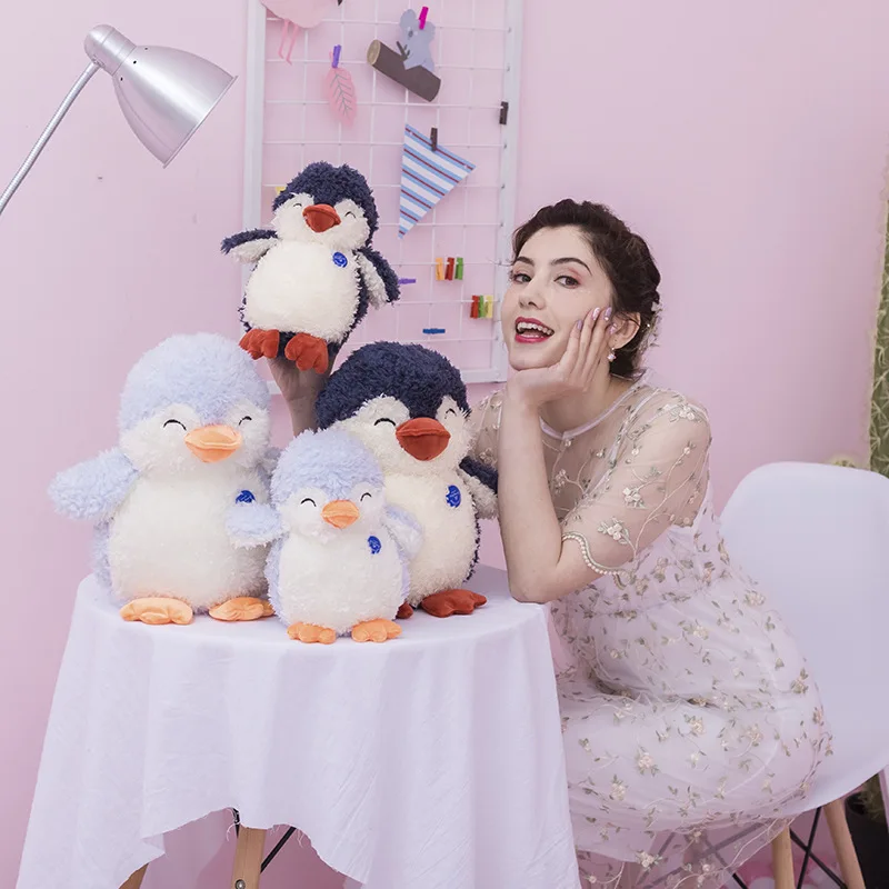 

1 set Cute Penguin Plush Animal 25cm Holding Food Couple Penguins Family Fuzzy Little Plushie for Children Gift