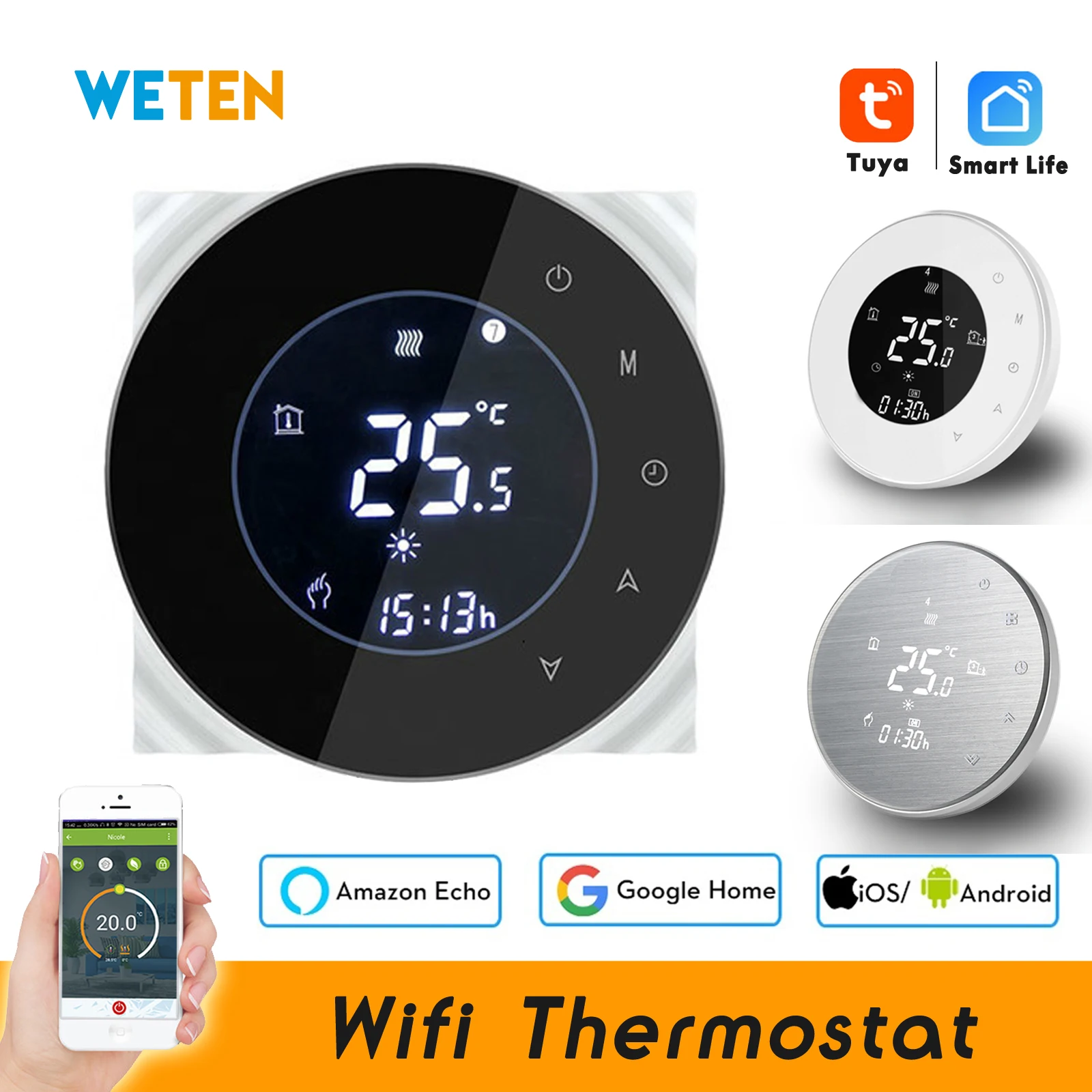 

Tuya Smart WiFi Thermostat Temperature Controller for Water Gas Boiler Electric floor Heating Works with Alexa Google Home