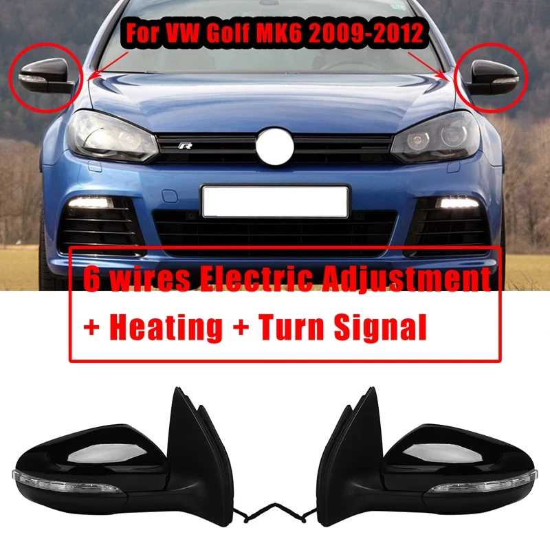Зеркальная деталь в сборе LH 6 линий для Golf MK6 2009-2012 с электрической