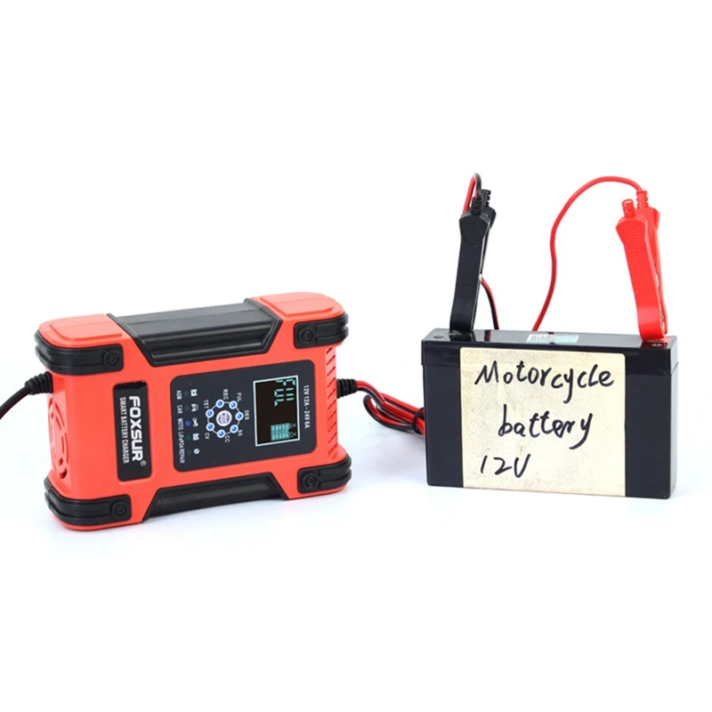 HFES FOXSUR 12V 24V 12A импульсное Ремонтное зарядное устройство Lifepo4 мотоциклетное и