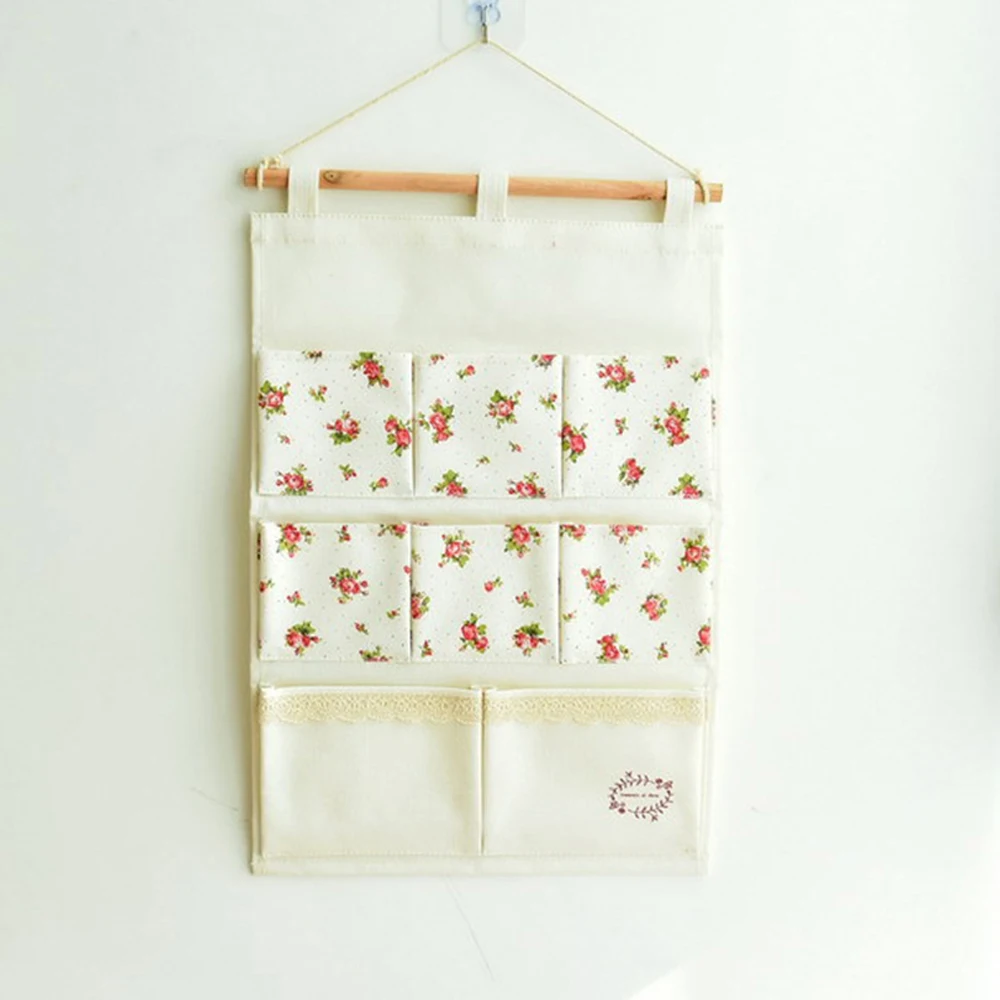 Маленькая Цветочная сумка из хлопка и льна с 8 карманами многофункциональная