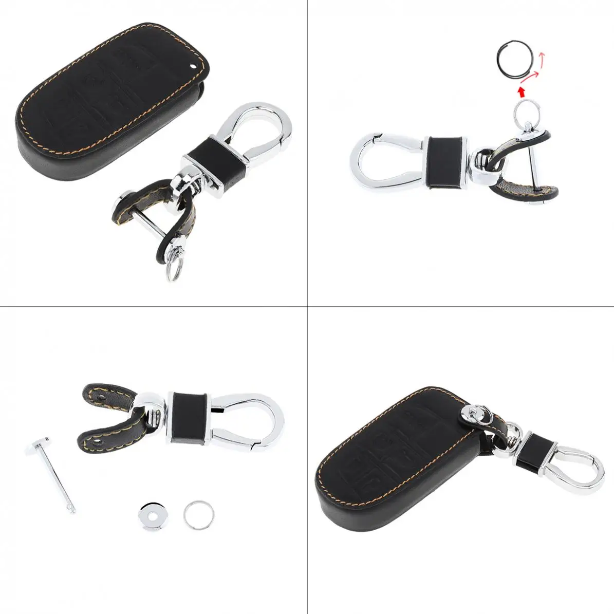5 кнопок 3D кожаный чехол для ключей автомобиля протектор держатель с подвесной