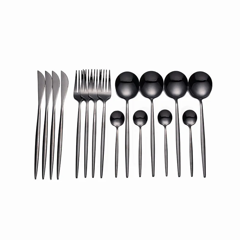 

Stainless Set Complete Dinnerware Dinner Cutlery Gold Rose Steel Golden Spoons Knives Forks Eco Friendly