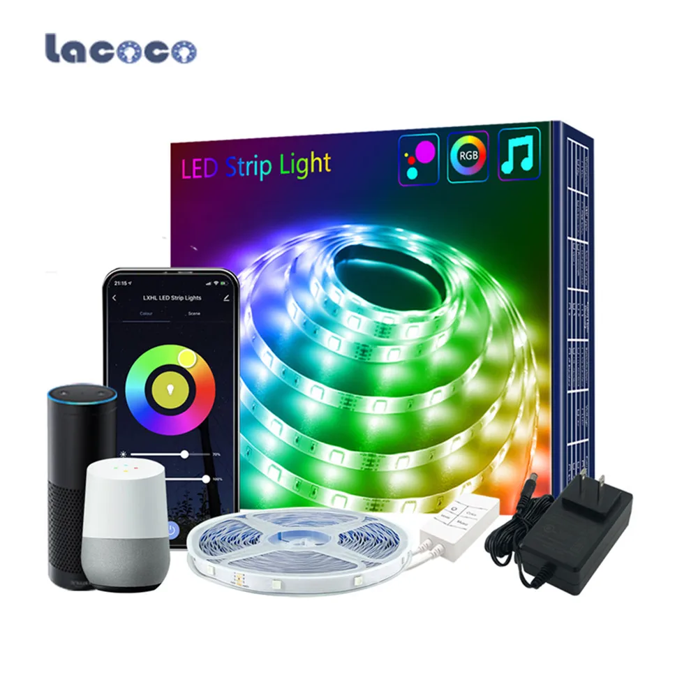 Светодиодная лента с Wi Fi 20 м RGB яркость 5050 Водонепроницаемая Гибкая Музыкальная