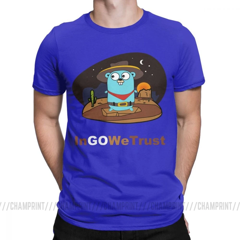 Синий Golang Мужская футболка Gopher In Go мы доверяем программисту Программирование футболка кодер кодирование одежда разработчик забавная футболка - Цвет: Синий