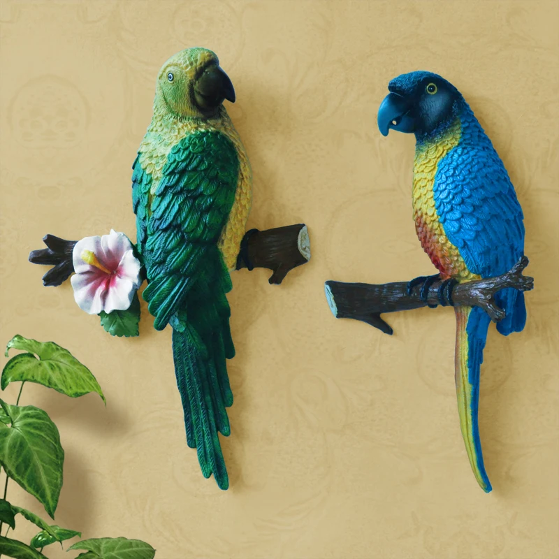 Скандинавский стиль попугай смолы скульптор сад декоративные стены ремесленные