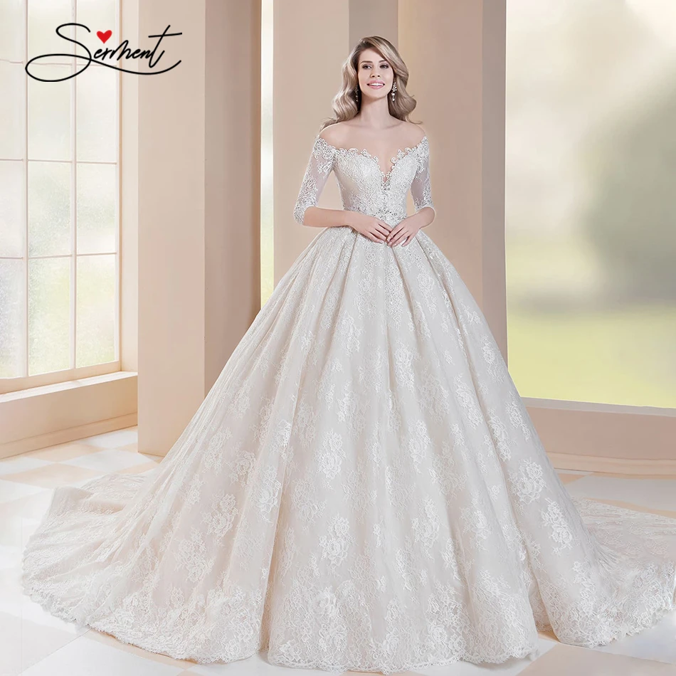 

BAZIIINGAAA роскошное свадебное платье с v-образным вырезом и открытыми плечами, сексуальное свадебное платье с открытой спиной, 3D наклейка, подд...