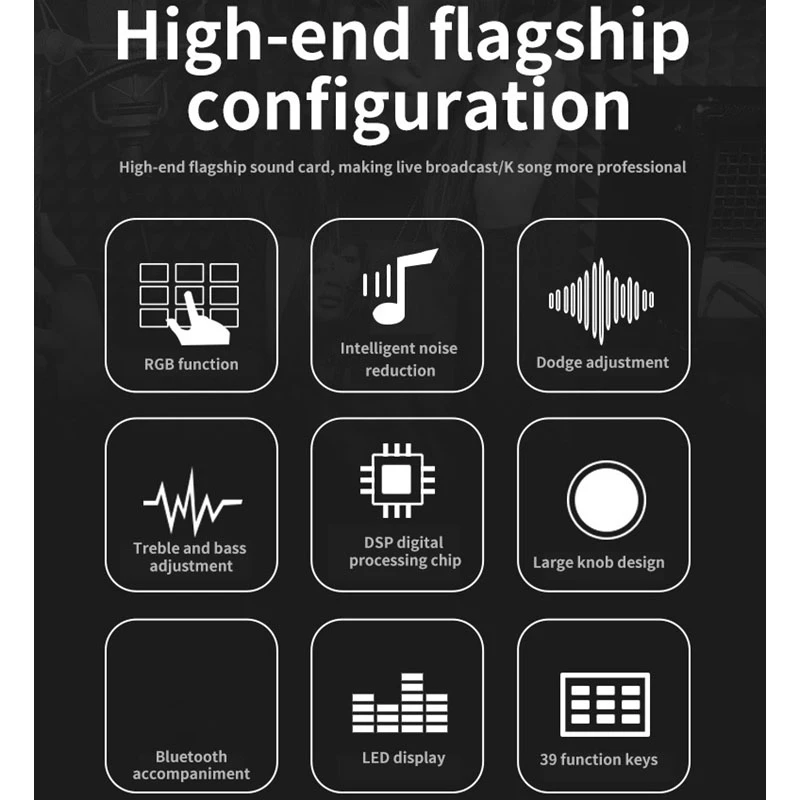 

E1 Sound Card, Live Mixer Sound Card, for PC Podcast Gaming TikTok DJ