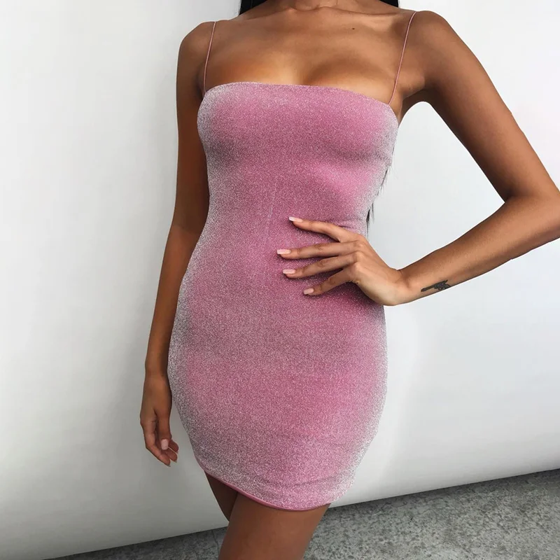 NORMOV Sexy Women Dress Summer Square Collar Backless Strapless Package Hip Polyester Spaghetti Strap Solid Sheath Club | Женская одежда