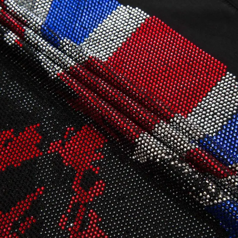 

Summer Men's Diamond Soft And Comfortable Atmosphere Polo Lapel Design Jogging Shirt Skull Rhinestone Short Sleeve