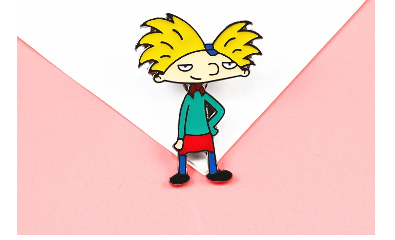Мультяшная фигурка крутая брошь для мальчика креативный комикс Arnold Ename булавки джинсовые куртки воротник Нагрудный значок булавка милые ювелирные изделия подарок для детей