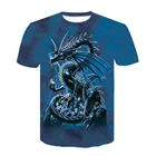 Футболка мужская с 3D-принтом синего дракона, уличная одежда в стиле хип-хоп, тенниска с круглым вырезом в стиле панк, дизайнерская майка, лето