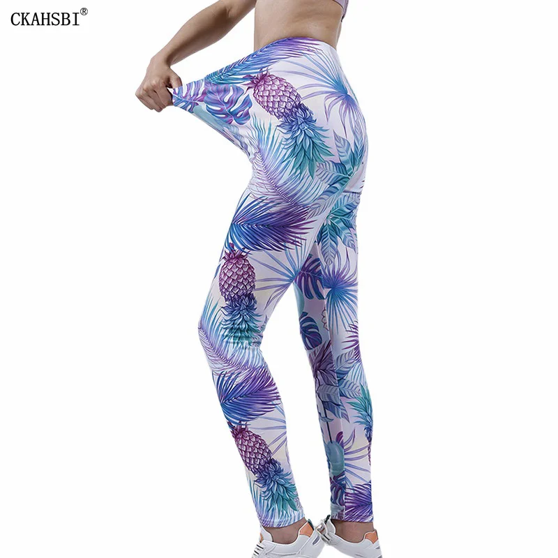 

CKAHSBI Yoga Pants Sexy Women Legging Pineapple Printing Fitness Leggins Fashion Slim Legins High Waist Pants Elastic Push Up