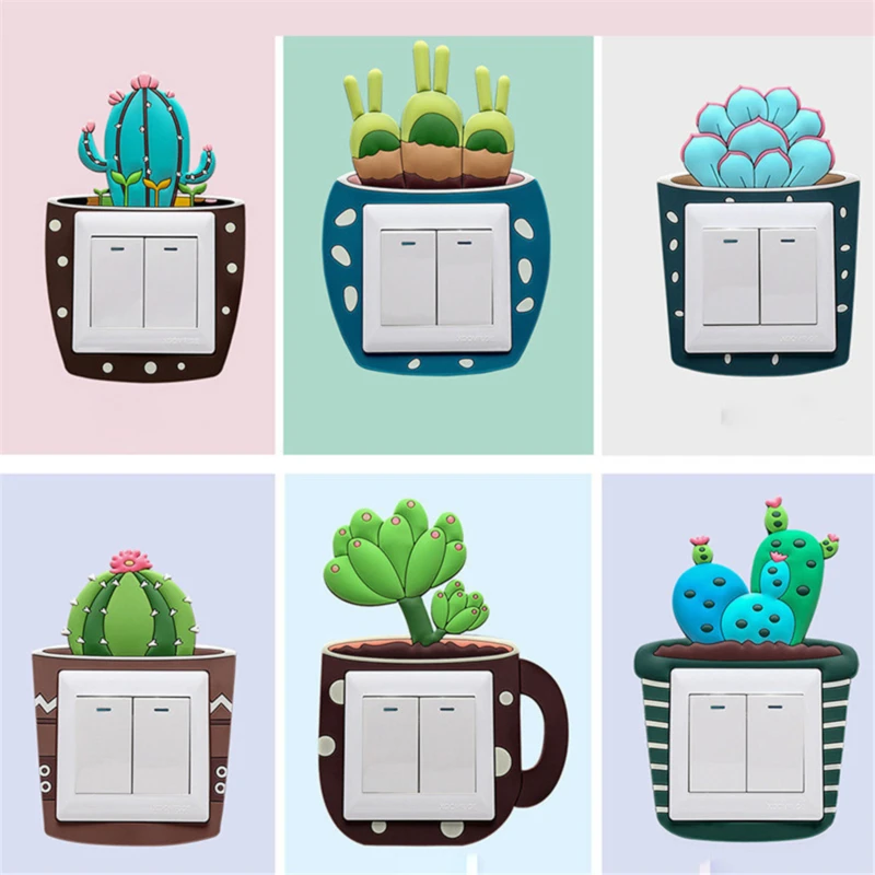 Светящийся Переключатель кактуса стикер креативный переключатель гнездо для