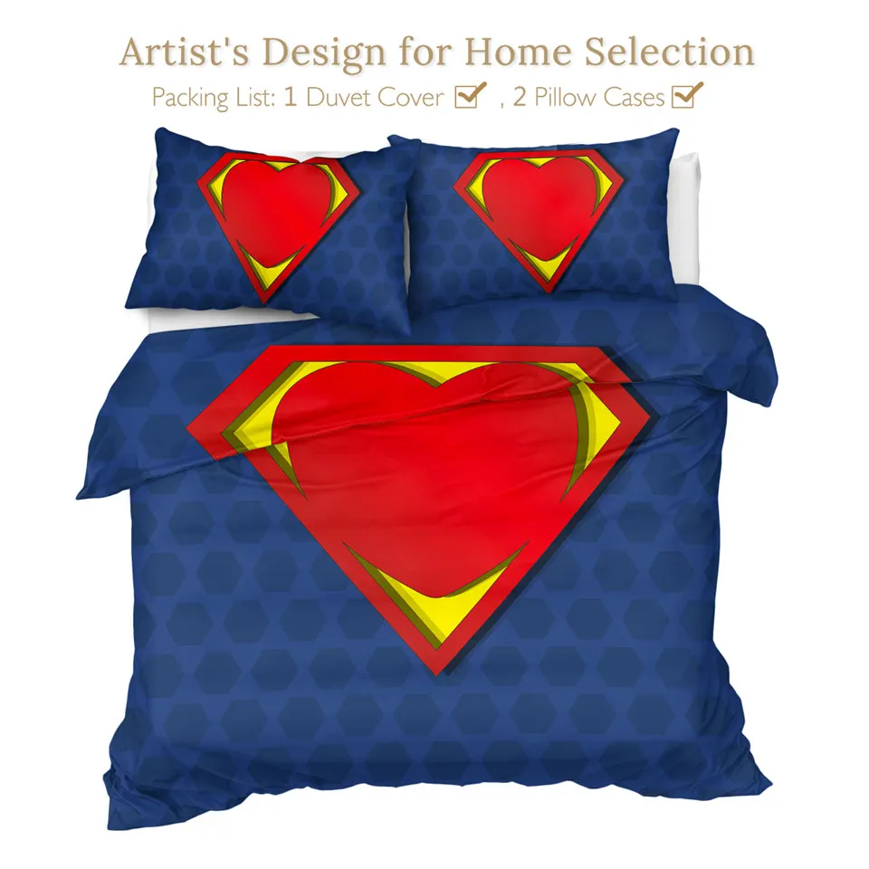 BeddingOutlet Shield Bedding Set Red Heart Duvet Cover Blue Yellow Bedclothes Modern Bedspread Comfortable Home Decor 3PCS | Дом и сад