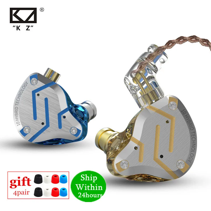

KZ ZS10 PRO 1DD 4BA HIFI Metal Headset Hybrid In Ear Earphone Sport Noise Cancelling Headset ZSN PRO ZST AS12 AS16 ES4 V80 T2 S2