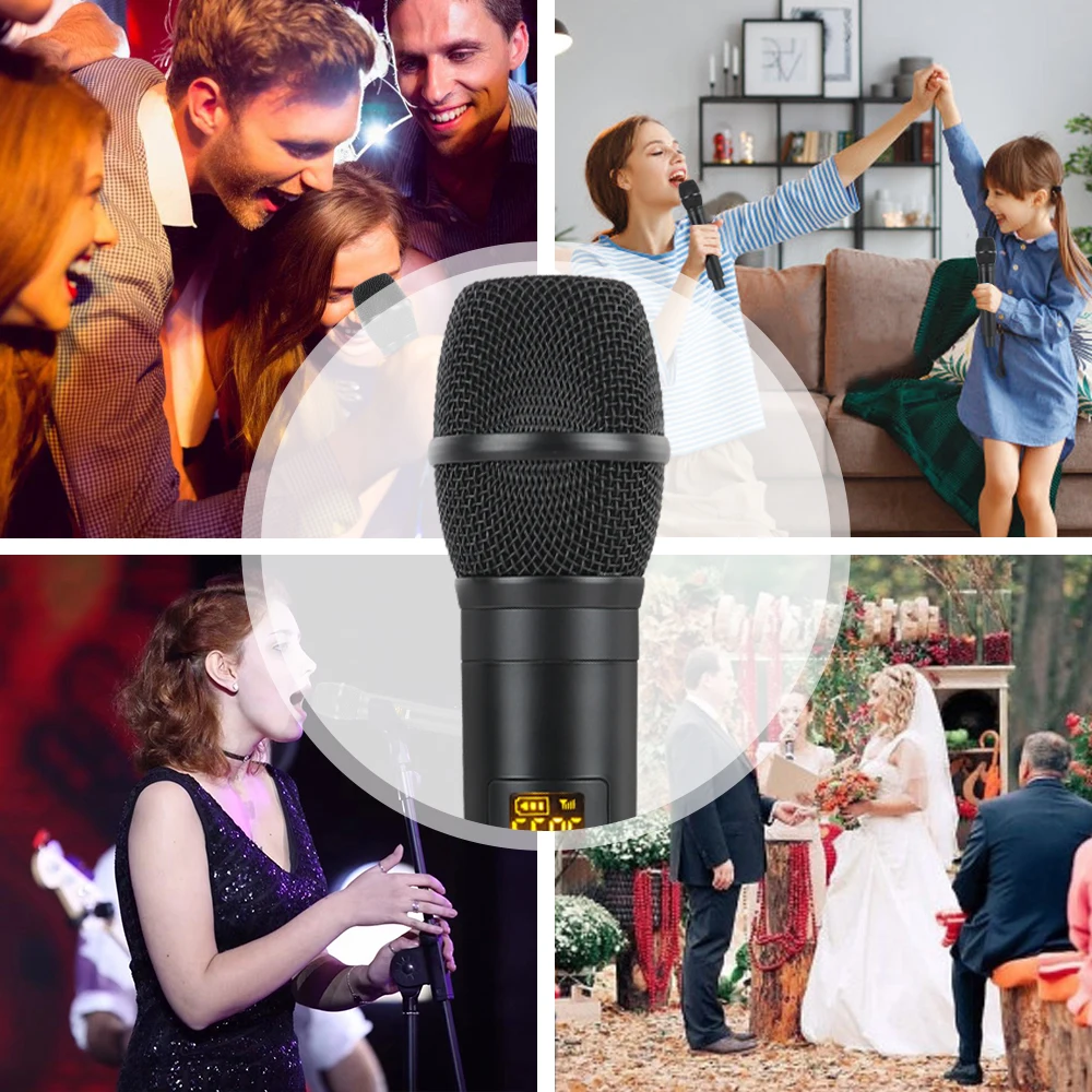 

XTUGA UM100/UM200 UHF Wireless Microphone System Handheld LED Mic UHF Speaker with Portable Receiver