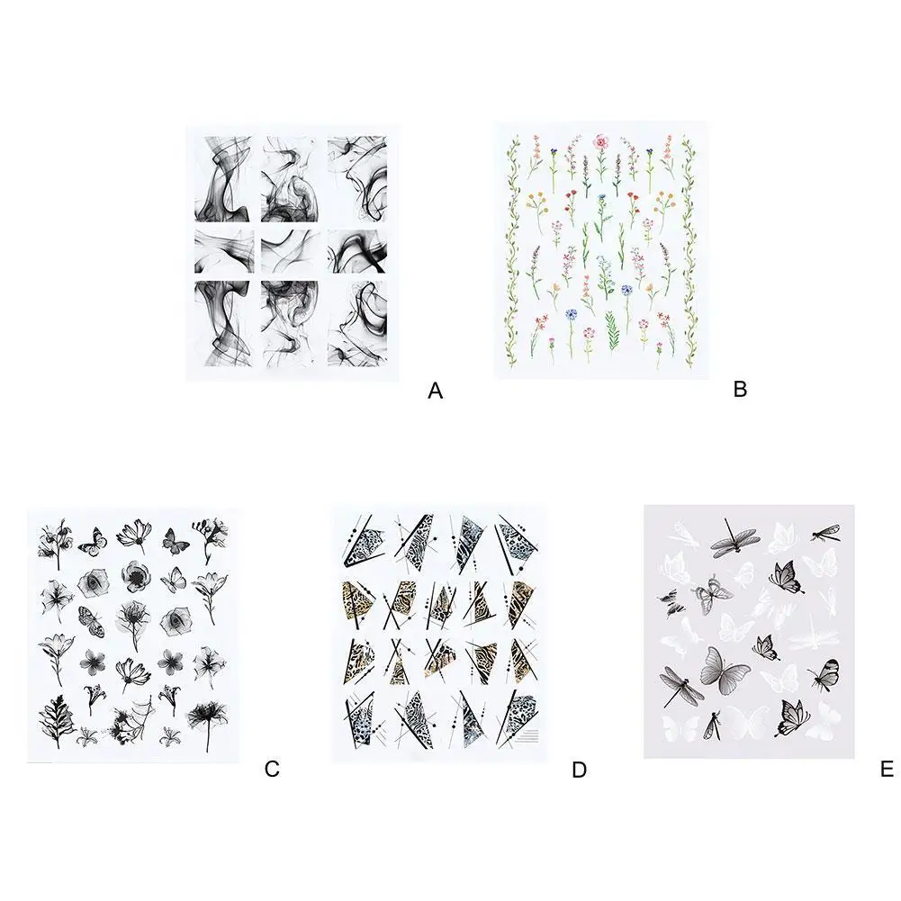 

1 Piece Of Black Ink Painting Flower Water Sticker Spring And Flower Sticker Face Pattern Fruit Decoration Summer Nail W7J7