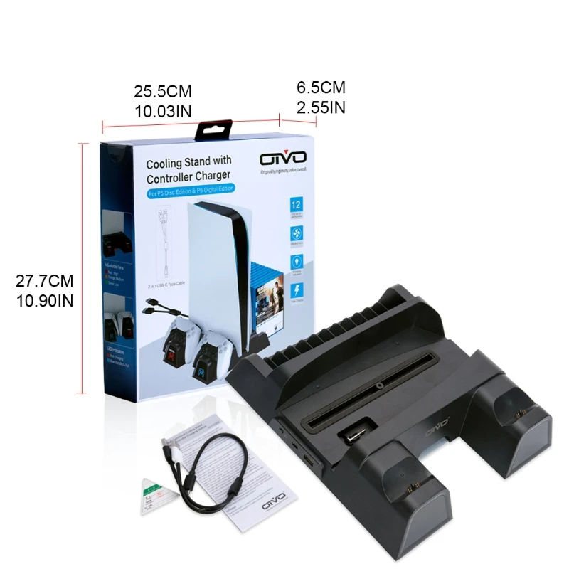 

Handle Seat Charging Disc Storage Rack Dual Controller Charger Bracket Host Cooling Fan Base For PS5 DE/UHD wholesales