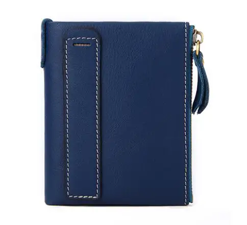 blue Модные женские кошельки из натуральной кожи на двойной молнии, винтажные женские кошельки, женские кошельки, кошелек для монет - Цвет: blue