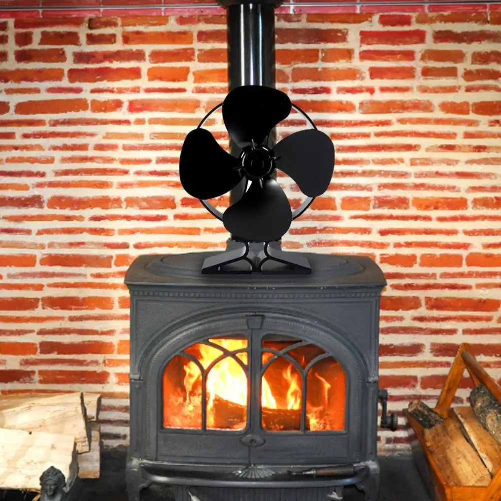 4 лезвия Вентилятор для печи работающий от тепловой энергии древесных бревен