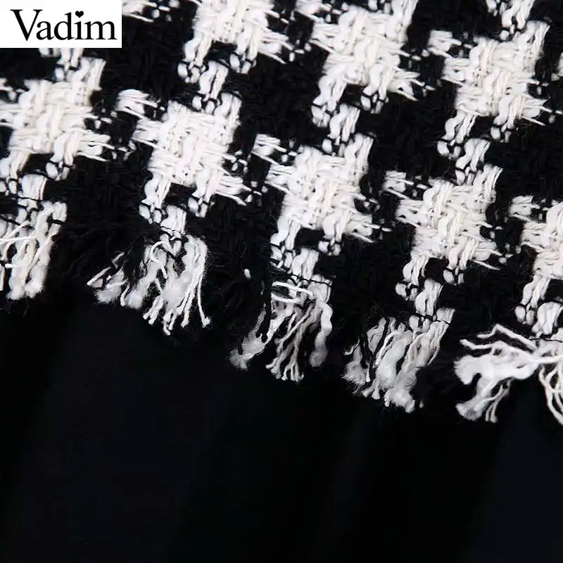 Vadim Женская шикарная Лоскутная Блузка из твида Прозрачная с длинным рукавом