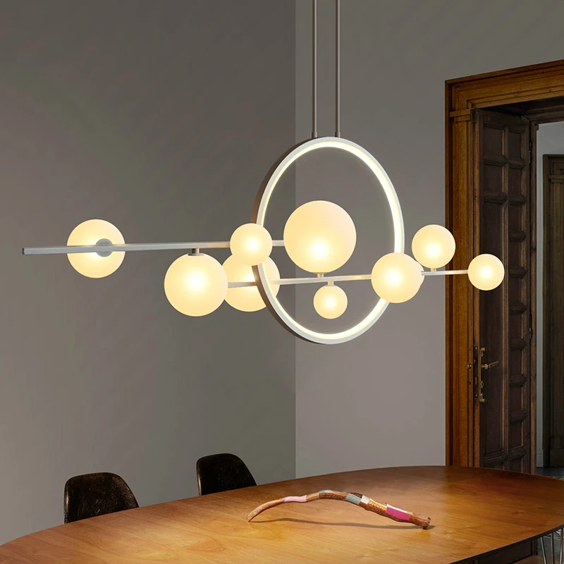 Luces modernas mesa de comedor candelabro de hierro para LED nórdicos habitación iluminación comedor decoración de la bola de cristal transparente de la lámpara