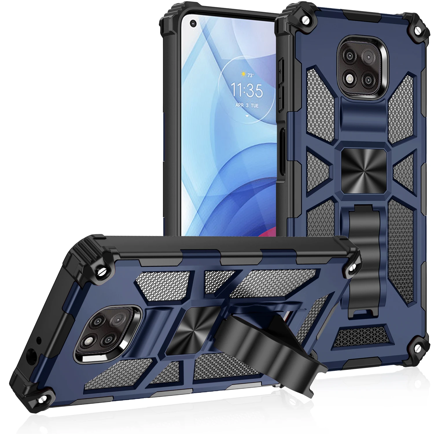 

Phone Case For Motorola G Play Power Stylus 2021 One 5G ACE Anti fall shockproof Protection Magnetic Invisible Bracket PC Cover