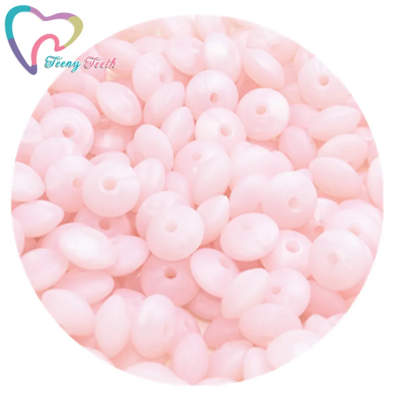 Metallic Pink Teeny Teeth 20 шт. Силиконовые Прорезыватели для зубов Abacus бусины в форме чечевицы DIY цепочка для прорезывания зубов красочные чечевицы Силиконовые Прорезыватели блюдца свободные бусины - Цвет: Metallic Pink