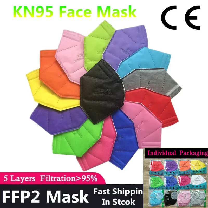 Маска FFP2 5 слоев для взрослых защитная Тканевая маска лица фильтр FFP3 17 цветов |