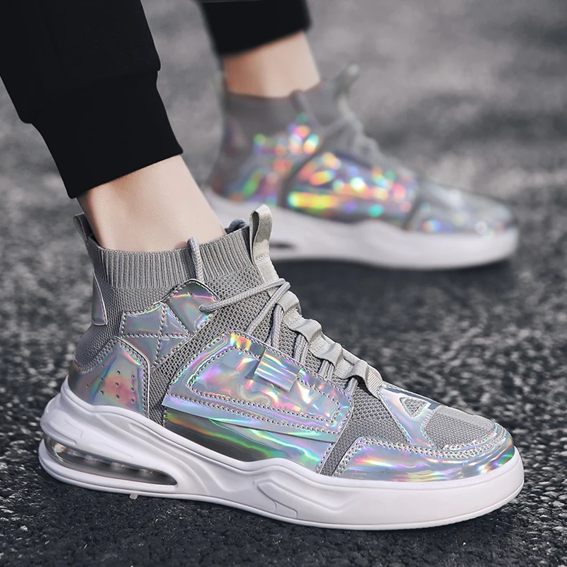 

2020 Camouflage Men's Sneakers Mesh Shoes Glowing Men's Casual Shoes vulcanized shoes high top sneakers men