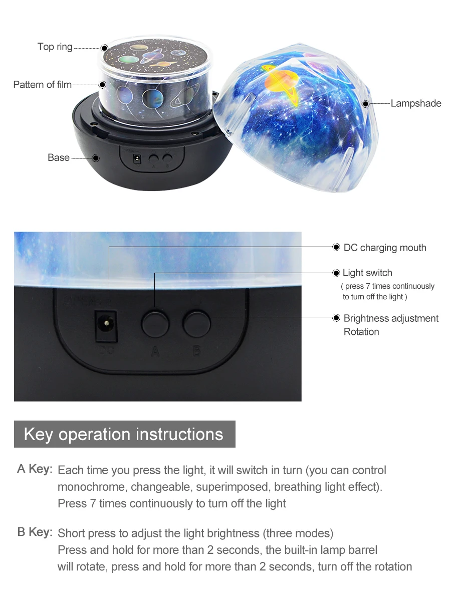 

Magic Starry Sky Projector Planet Toy Earth Universe LED Lamp Colorful Rotate Flashing Star Kids Baby Christmas Gift