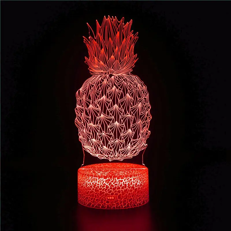 

The latest night light plant fruit pineapple fashion statue illusion model toy bedroom desktop decoration gift 3D night light