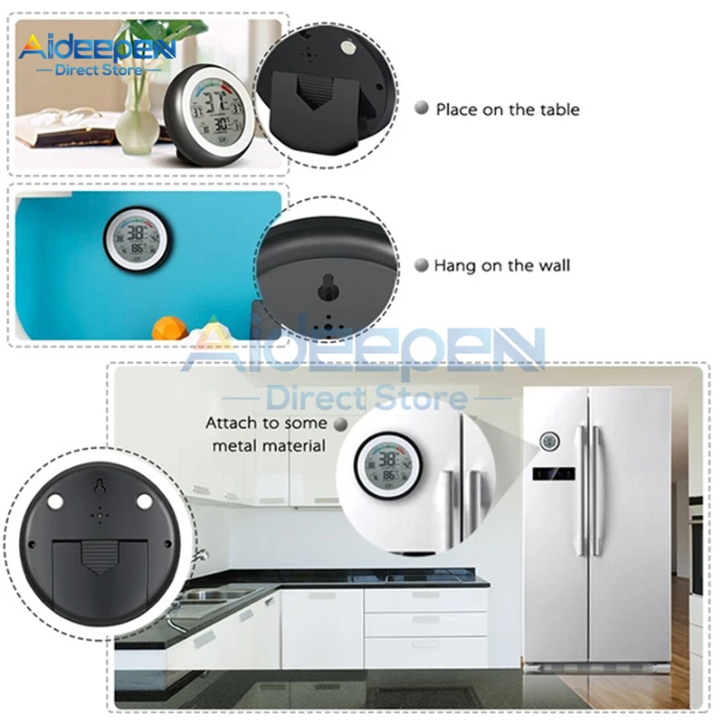 Цифровой термометр гигрометр с сенсорным ЖК экраном круглый цифровой измеритель