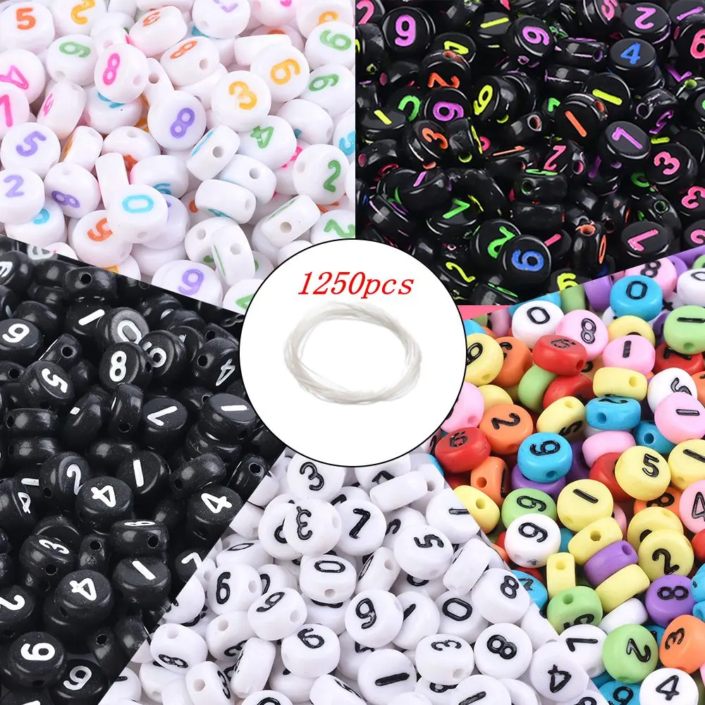 1250pcs 1850 шт акриловые бусины с буквами и цифрами круглые отдельные бусины с буквами алфавита для изготовления браслетов своими руками - Цвет: 1250pcs