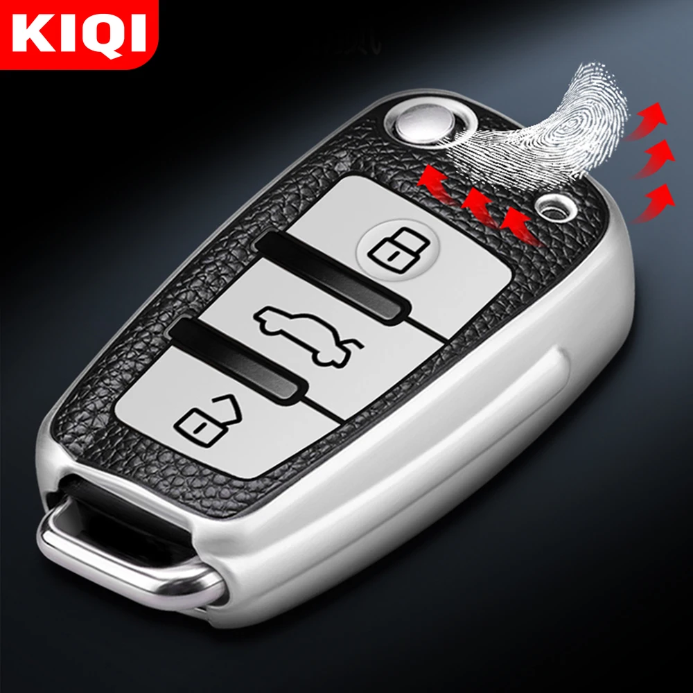 Чехол KIQI для автомобильного ключа из кожи и ТПУ чехол ключей оболочка брелок Audi C6