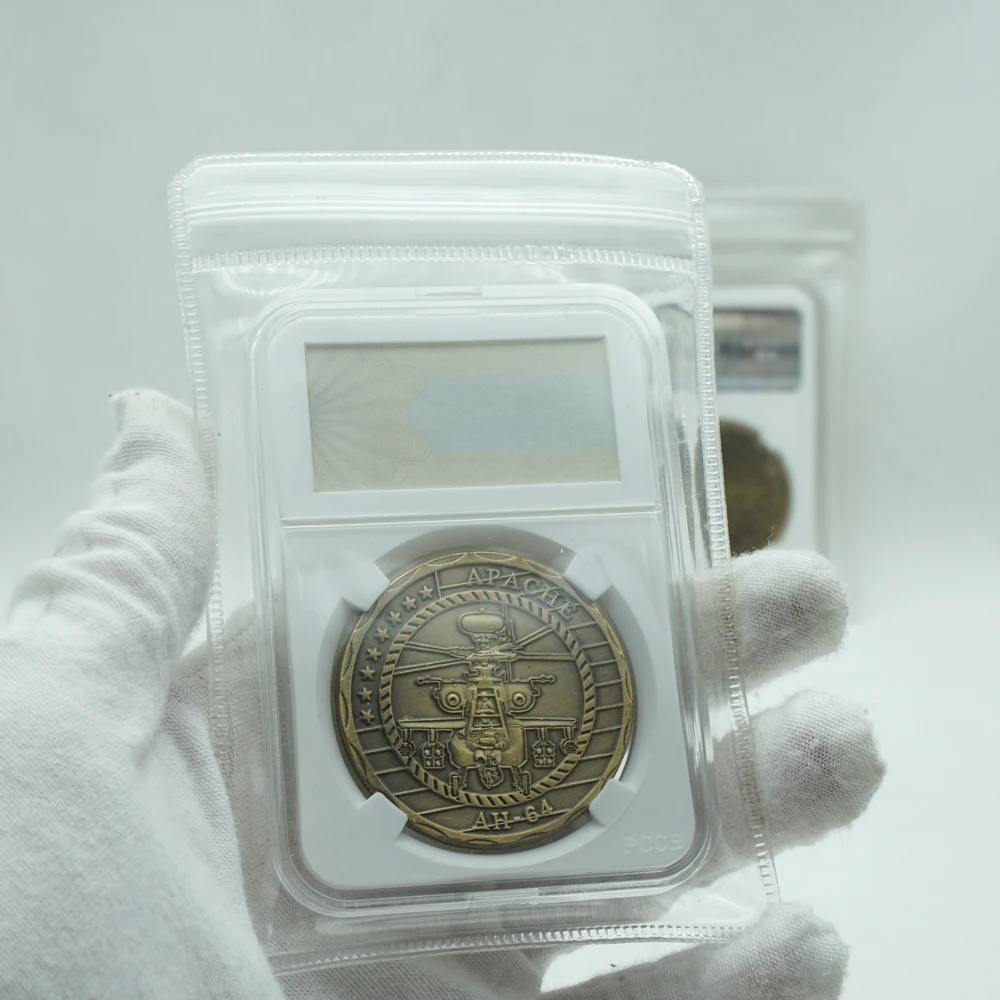 

American Military Challenge Coin US Army AH-64 Helicopter Token Novelty Brass Custom Gift For Collection