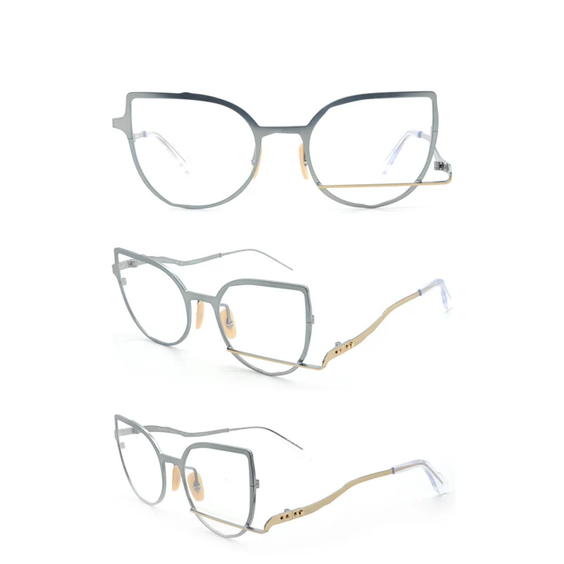 Belight Optical Men Japan Titaniu Irregular Unique Design Glass Prescription Eyeglasses Spectacle Frame Eyewear MM-0031