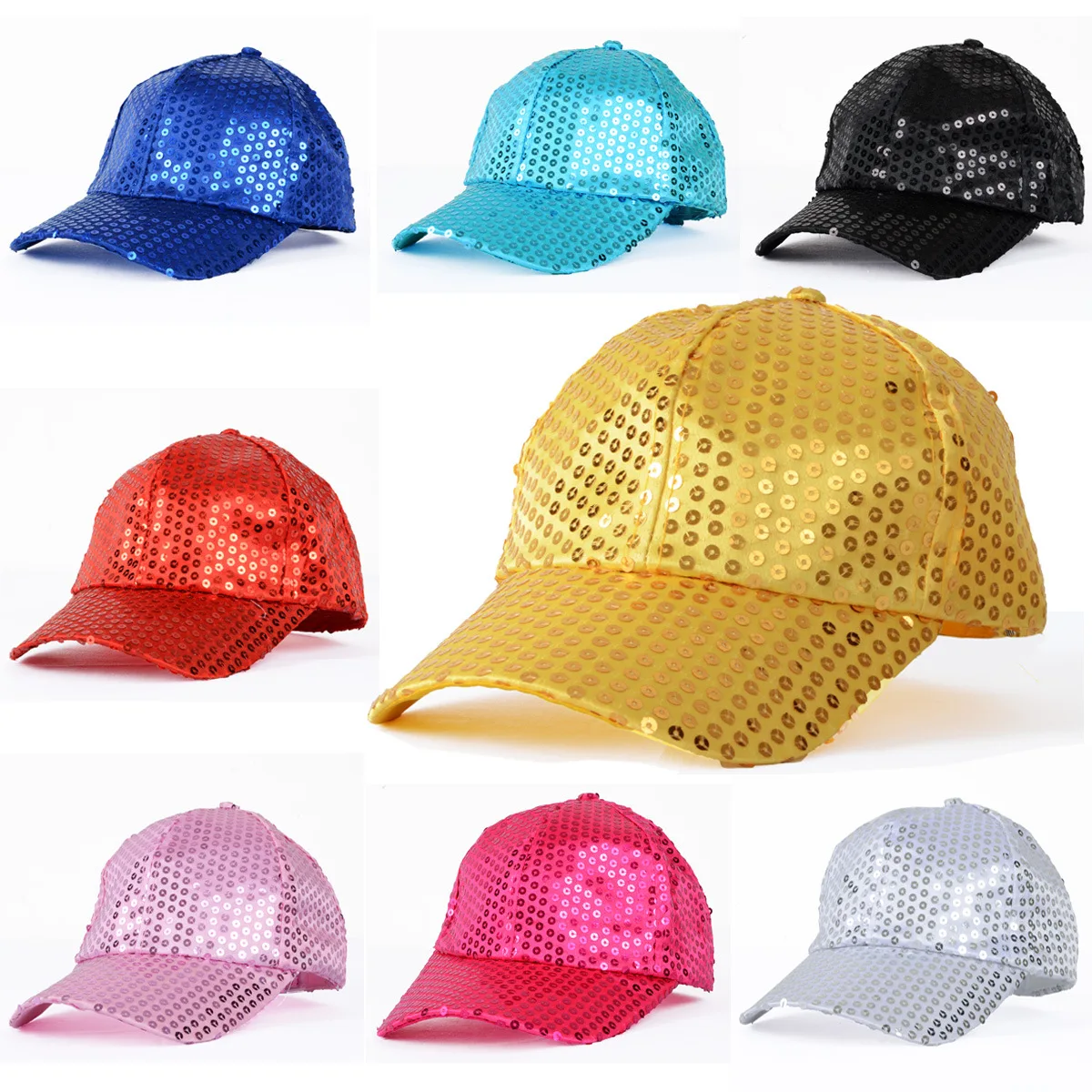 

Mistdawn Women Men Shining Sequin Baseball Hat Sequined Glitter Dance Party Cap Clubwear Costume Adjustable Size