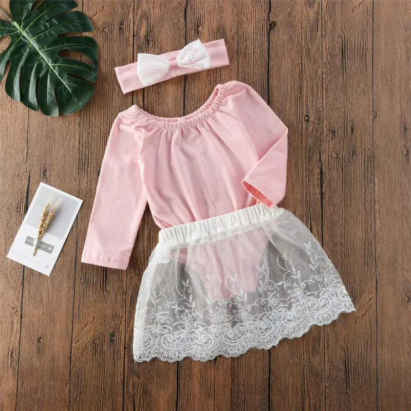 3 шт. детский летний комбинезон с кружевной юбкой и повязкой на голову | Детская