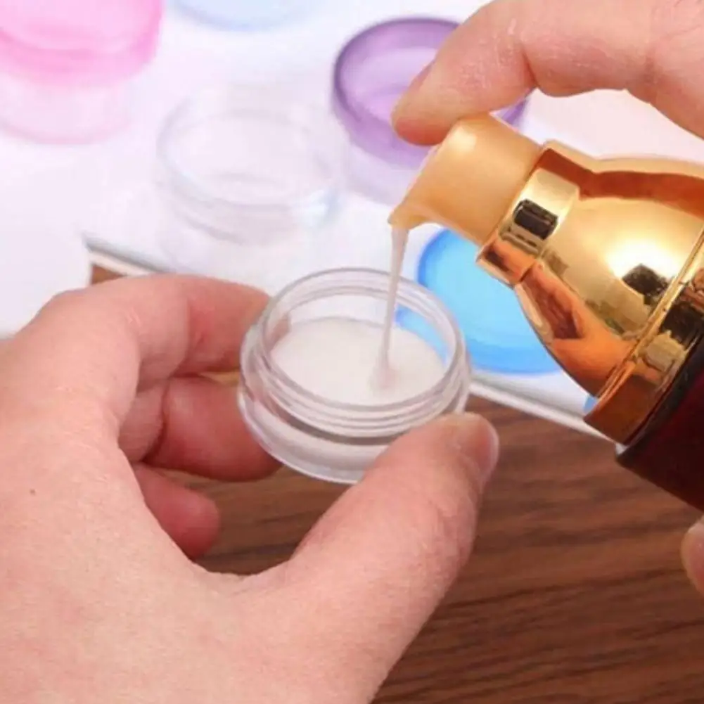 

Plastic Clear Cosmetic Round Storage Jars Black Lid Makeup Lip Containers Vials Cream Lotion Travel Pot Gel Face Box Sample C1R0