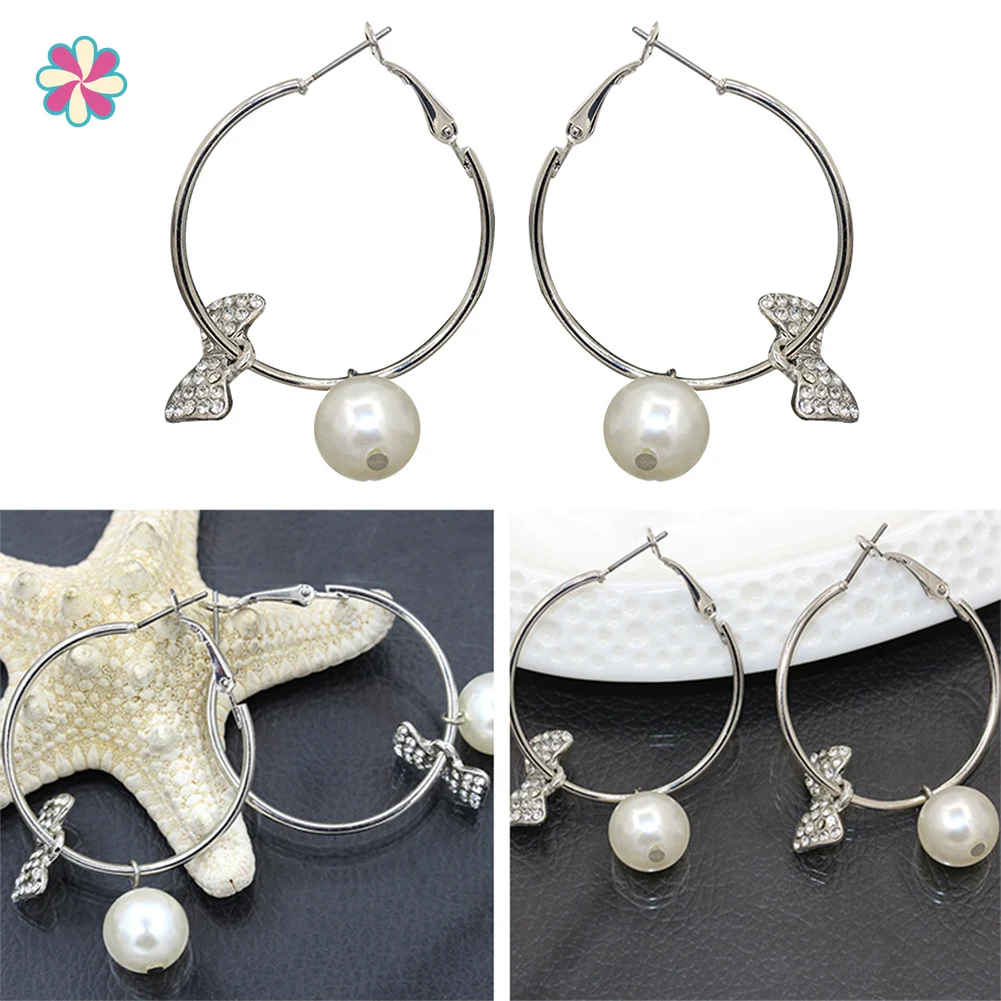 Модные ювелирные изделия полный кристалл бант жемчужные серьги большой круг