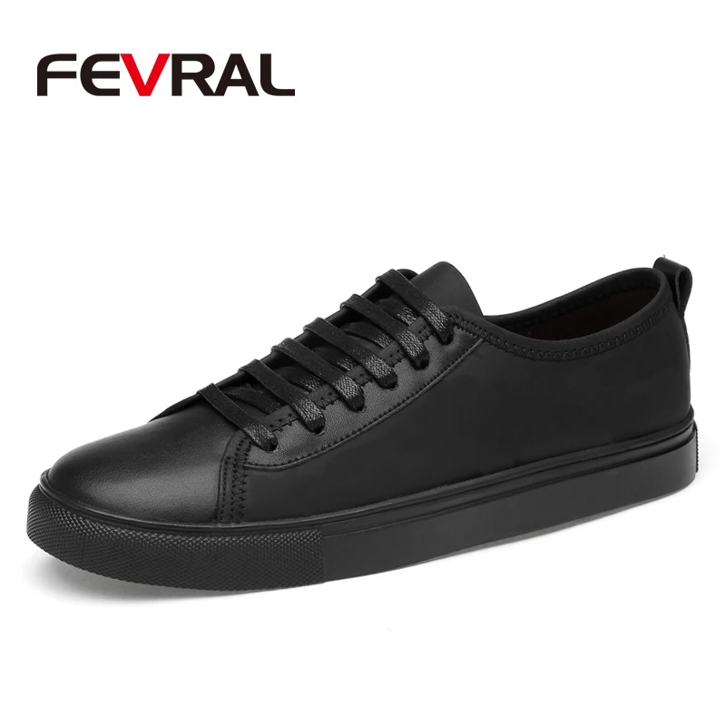 02 Black FEVRAL/Новинка; сезон весна-осень; Мужская обувь; дышащая мужская повседневная обувь; Модная низкая Обувь На Шнуровке; обувь на плоской подошве; zapatillas hombre; размера плюс 38-46 - Цвет: 02 Black