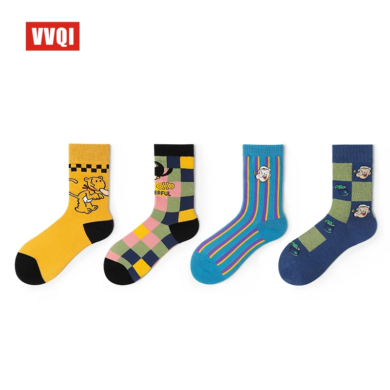 4 пары хлопковых женских милых носков в Корейском стиле с героями мультфильмов