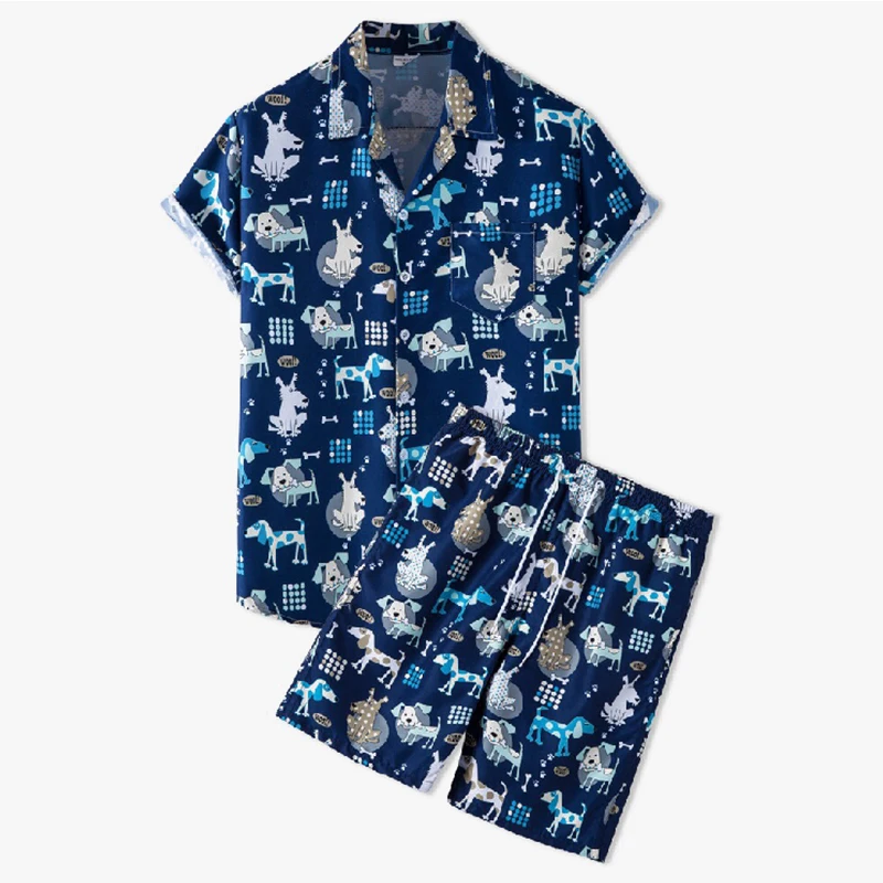 

Men's Hawaiian Sets Floral Printing Tees Shorts Summer Short Sleeve Button Shirt Beach Pants T-Shirt Suit Casual Streetwear